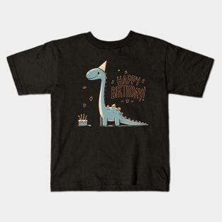 Kawaii Happy Birthday Dinosaur Brontosaurus Party Kids T-Shirt